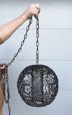 BIG 12" Renacimiento Español Hierro Forjado Rollo Orbe Swag Luz Enchufe Cable 11 ft Foto 1 de 4