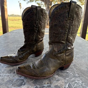 Womens Tony Lama Vaquero Sierra Goldrush Cowboy Boots VF6009 Green Brown Sz 8 B - Picture 1 of 8