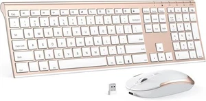 Wireless Keyboard and Mouse Combo, 2.4GHz Ultra-Slim Aluminum White Gold - Bild 1 von 7