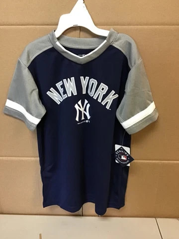 New York Yankees Youth V Neck Team Jersey Blue/Gray - XS,S,M,L,XL (MLB LICENSED) Cover