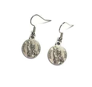 Boucles d'oreilles en métal Sainte Jeanne d'Arc Protège Moi - Imagen 1 de 2