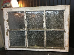 Architectural Salvage Antique Window pane Glass 34in x 23in Frosted Flowers - Picture 1 of 7