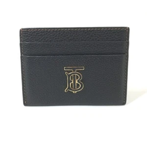 BURBERRY TB Business Card Holder Pass Case Card Case Leather Black - Picture 1 of 12