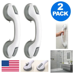 Safety Bath Shower Grip Handle Suction Cup Grab Bar Bathroom Toilet Tub Rail 2PC - Picture 1 of 11