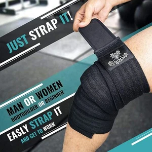 Wrist Wraps & Knee Wraps 74 Inch Gym Weight Lifting Sport Pro Protection - Picture 1 of 18