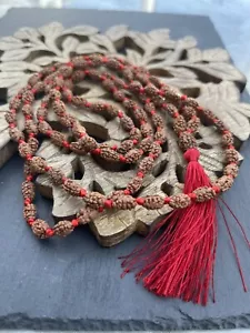 2 Mukhi Rudraksha Mala Mond Chandra Mala 108+1 Perlen Mala Rosenkranz Gebet Halskette - Bild 1 von 5