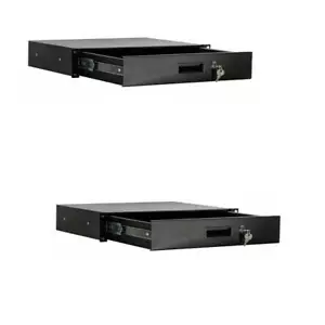 (2pk) 2 Space Rack Drawer w/ Lock & Key Fits 19" wide  Standard Rack Road Cases - Picture 1 of 5