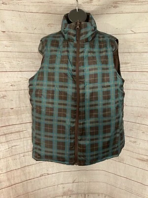 Merona Women’s Sleeveless Reversible Vest Brown / Green Plaid Size XL - Image 1 of 4