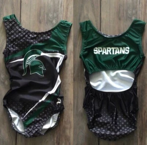 Neu mit Etikett Michigan State University MSU College Spartans Gymnastik Turnanzug hinten offen - Bild 1 von 1