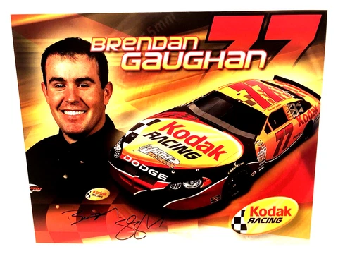 2004 AUTOGRAPHED ROOKIE BRENDAN GAUGHAN PENSKE KODAK DODGE NASCAR POSTCARD Cover