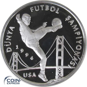 TÜRKEI 50000 Lira Gedenkmünze 1994 Fußball Weltmeisterschaft WM 1994 Silber - Bild 1 von 2