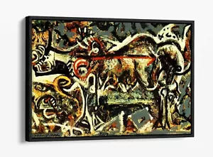 JACKSON POLLOCK 20 -DEEP FLOATER/FLOAT EFFECT FRAMED CANVAS WALL ART PRINT-BLACK - Picture 1 of 12