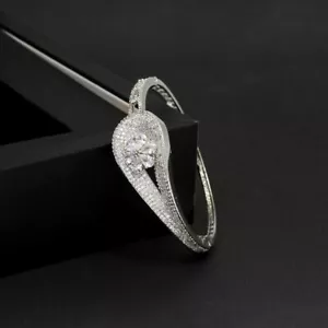 Indian Bollywood Silver Tone American Diamond Bracelet Women Jewelry - Picture 1 of 1