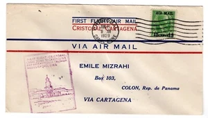 FAM 5-18a Cristobal Canal Zone - Cartagena 1st Flight Printed Cachet 1929 - Bild 1 von 2