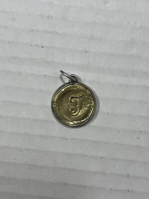 Waxing Poetic Sterling Silver Scroll Wax Seal Letter T Initial Charm Pendant 925 - Image 1 of 4