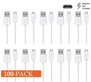 100 X Wholesale Lot of Micro USB Cable Charger Cord for Samsung Android Phone  - Picture 1 of 4