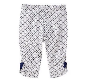 Gymboree White Geo Floral Print Shirred Capri Leggings Bow Accent Size 0-3M - Picture 1 of 5