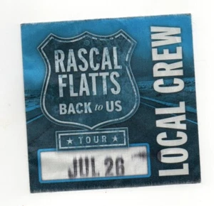 Rascal Flatts 2018 Back To US Tour Satin Local Crew Backstage Pass, sin usar - Imagen 1 de 1