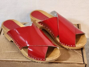 Bjork Eevi Criss Cross Leather Wooden Clog Sandal Size EU 40 US 9-9.5 - Picture 1 of 12