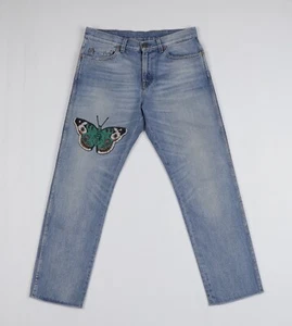 Women's GUCCI Cotton Blue Butterfly Boyfriend Jeans Size 27 - Picture 1 of 20