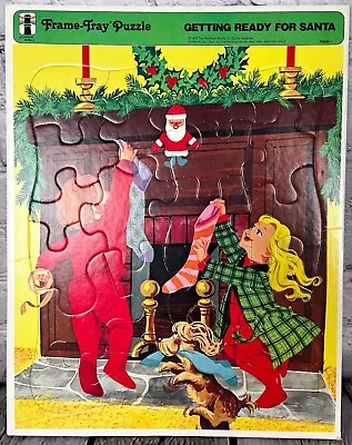 1973 Rainbow GETTING READY FOR SANTA Christmas Frame-Tray Puzzle #75900-1 - Image 1 of 2