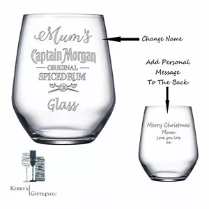 Personalised/Engraved Captain Morgan Spiced Rum Tumbler Glass Christmas Gift - Picture 1 of 1
