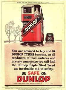 Original 1933 Reklame DUNLOP Kraftfahrzeugreifen (OMNIBUS) Art Deco Ära Print Ad - Bild 1 von 1