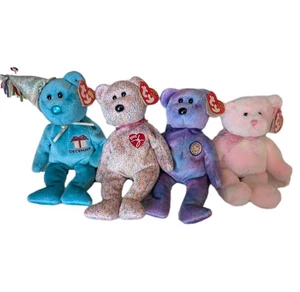 Classic Beanie Babies Vintage - December, Signature Bear, Clubby TV, Fauna - Lot - Picture 1 of 9