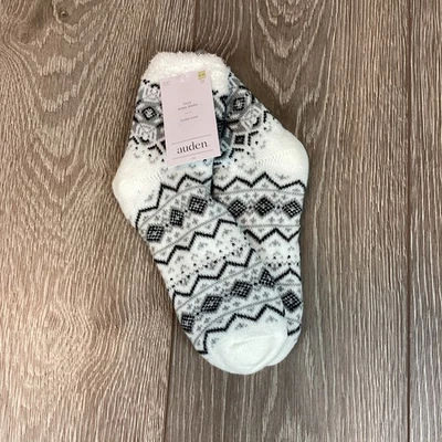 Auden Socks Cozy Ankle Double Lined White Black Soft 4-10 Women’s - Image 1 of 4