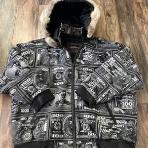 Vintage Giovanni Fine 100% Leather Hooded Fur Mono Jacket Size 4xl - Picture 1 of 17