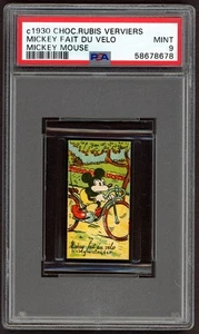1930s MICKEY MOUSE Chocolaterie Rubis Verviers - MICKEY FAIT DU VELO PSA 9 - Picture 1 of 1