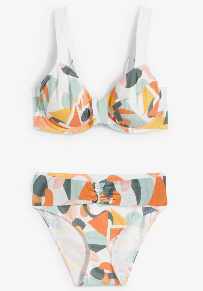 2-tlg Minimizer Bikini recyceltem Polyamid Gr. 42 Cup 80 C Weiß Grün Blau Neu - Bild 1 von 1