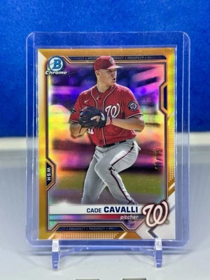 /75 2021 Bowman Chrome Cade Cavalli Orange Refractor SP Nationals Prospect - Image 1 of 3