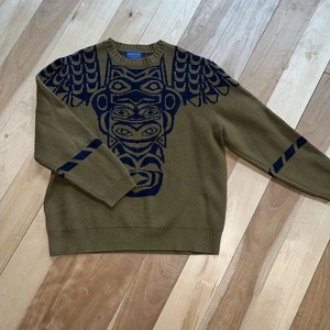 Vintage Pendleton Lambswool Long Sleeve Tribal Tiki Totem Pole Sweater Size Xl - Picture 1 of 5