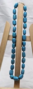 Vintage "CN" 585 Gold Filigree Clasp Natural Turquoise Rough Bead Necklace 18” + - Picture 1 of 14