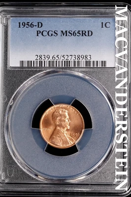 1956-D Lincoln Wheat Cent - PCGS MS65RD - Scarce  No Reserve  #SLJ354 - Image 1 of 2