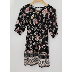 Old Navy Girls Floral Print Dress Black Pink Bohemian Size L (10-12) - Picture 1 of 8