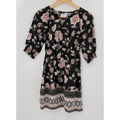 Old Navy Girls Floral Print Dress Black Pink Bohemian Size L (10-12) - Image 1 of 4