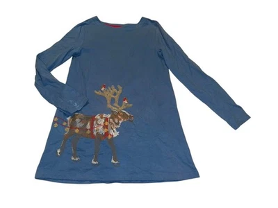 VESTIDO MINI PISO Superstitch Azul Isabelino Trineo Navidad Talla 11/12 Foto 1 de 4