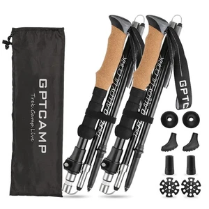 Nordic Walking Stick, TPZ-1, Black 2pc Folding Collapsible Hiking Poles with ... - Picture 1 of 7