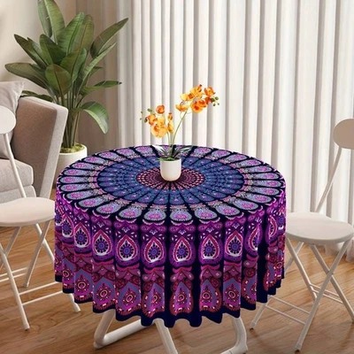 Nappe Ronde Mandala Design Boho Plage Pique-Nique Yoga Couleurs Vives Décor - Photo 1/4