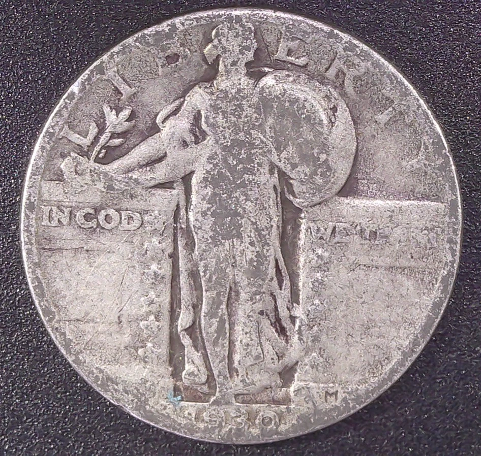 1930 Standing Liberty Quarter 90% SILVER Circulated - Image 1 of 2