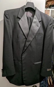 BRAND NEW GEORGIO BISSONI Mens 1 Button Wool BLACK Suit TUXEDO Size 42R - Picture 1 of 16