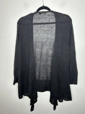 NIC+ZOE Black Textured Lightweight Cotton/Linen Blend Sweater Cardigan Size 3X - Image 1 of 4