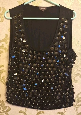 Top brillante sin mangas de terciopelo negro con lentejuelas doradas florales para dama 18 de Phaze Eight Foto 1 de 4