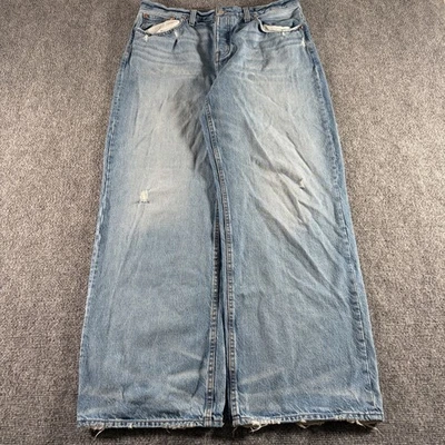 Женские джинсы Madewell 30 синие низкие мешковатые широкие штанины искусственно состаренные высокая посадка  - Изображение 1 из 4