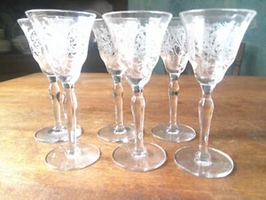 Set of 6 Morgantown Footed Corgial Etched Glasses Milan - Picture 1 of 4