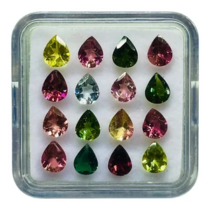 16 Pc Natural Tourmaline 5x4mm Pear Cut Multi Color Loose Gemstones Lot 4.99 Cts - Picture 1 of 8