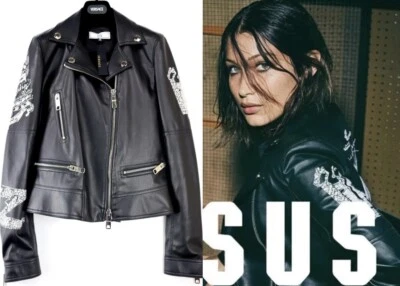 2K новый Versace против черный мотоциклиста Eco кожи окрашенная куртка 38 40 2 4 пальто S M - Изображение 1 из 4