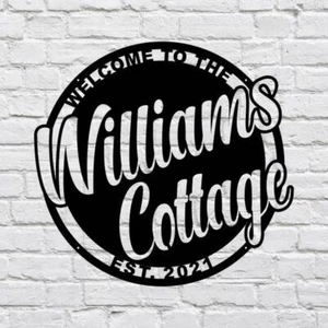 Cottage Metal Sign, Custom Name Sign Cottage Decor, Trendy Wall Art Metal Name - Picture 1 of 3